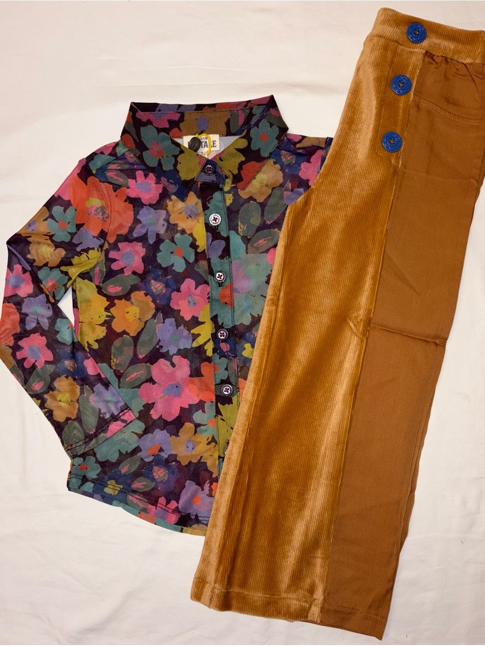 Finding Foxtale Bohemian style Flower Power Blouse & Brown Sugar Slacks sz 4 NWT